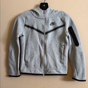 Nike Light Gray Full-Zip Hoodie with Black Accents